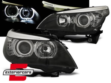 Prednja svjetla LED Angel Eyes LCI look (crna) / BMW serije 5 E60 E61 (2003-2007), LPBME3