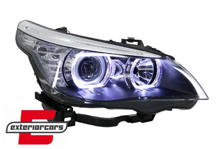 Prednja svjetla LED Angel Eyes LCI look (crna) / BMW serije 5 E60 E61 (2003-2007), LPBME3