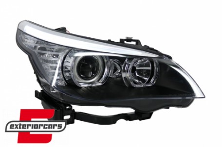 Prednja svjetla LED Angel Eyes LCI look (crna) / BMW serije 5 E60 E61 (2003-2007), LPBME3