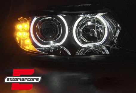 Prednja svjetla LED Angel Eyes LED žmigavci (crna) / BMW serije 3 E90 limuzina E91 karavan (03.2005-2011), LPBMJ1