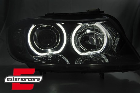 Prednja svjetla LED Angel Eyes LED žmigavci (crna) / BMW serije 3 E90 limuzina E91 karavan (03.2005-2011), LPBMJ1