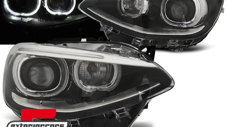 Prednja svjetla LED Angel Eyes Xenon look (crna) / BMW serije 1 F20 F21 (06.2011-03.2015), LPBMG7