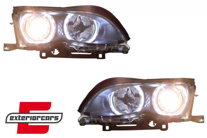 Prednja svjetla LED Angel Eyes Xenon look (crna) / BMW serije 3 E46 Facelift limuzina karavan (2001-2005), LPBMG3