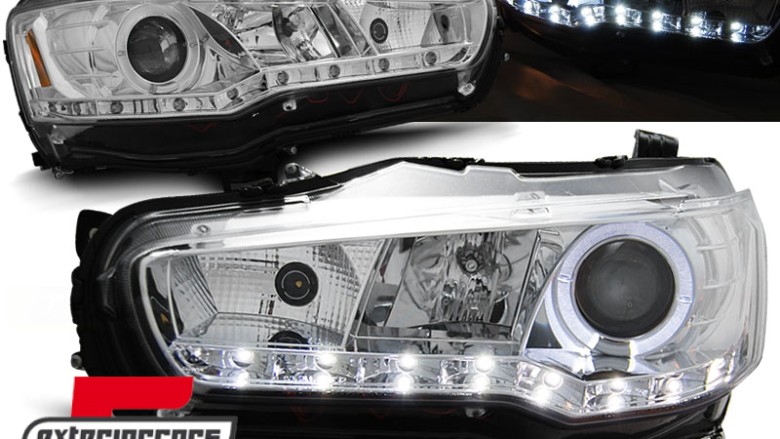 Prednja svjetla LED DayLight Angel Eyes (chrome) / Mitsubishi Lancer 8 (2007-2017), LPMI15