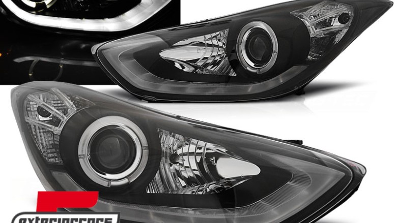 Prednja svjetla LED DayLight Angel Eyes (crna) / Hyundai Elantra (2010-2015), LPHU09