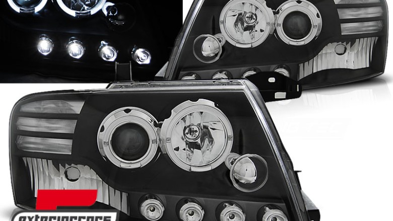 Prednja svjetla LED DayLight Angel Eyes (crna) / Mitsubishi Pajero V60 (2000-2006), LPMI08