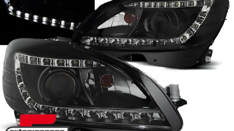 Prednja svjetla LED DayLight Bi-Xenon look (crna) / Mercedes C klasa W204 S204 limuzina karavan (2007-2010), LPME91