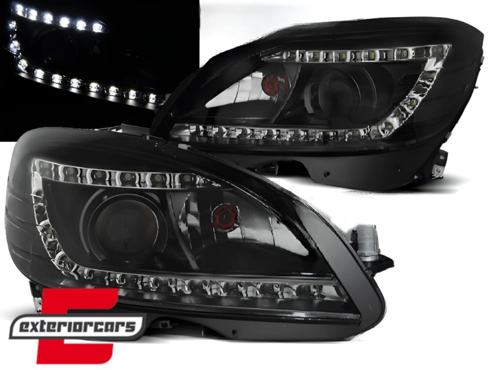 Prednja svjetla LED DayLight Bi-Xenon look (crna) / Mercedes C klasa W204 S204 limuzina karavan (2007-2010), LPME91