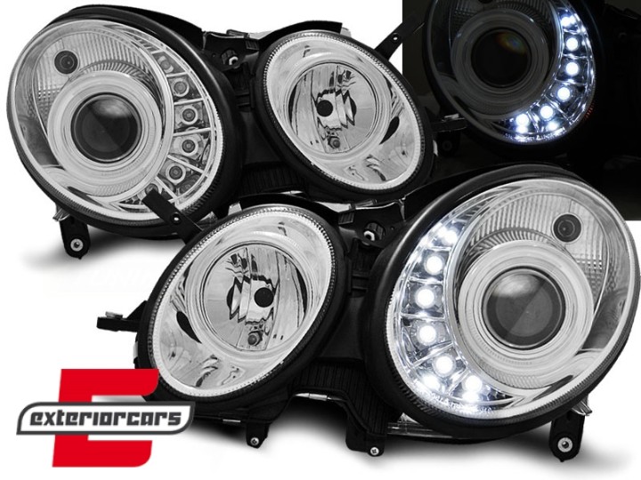 Prednja svjetla LED DayLight (chrome) / Mercedes E-klasa W211 S211 (2002-04.2006), LPME57