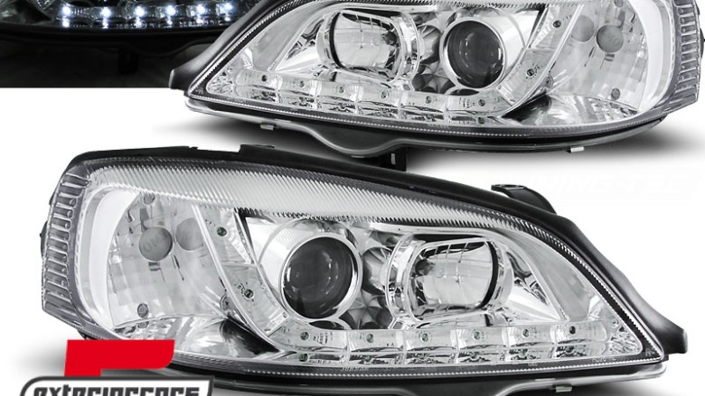 Prednja svjetla LED DayLight (chrome) / Opel Astra G (1997-2004), LPOP37