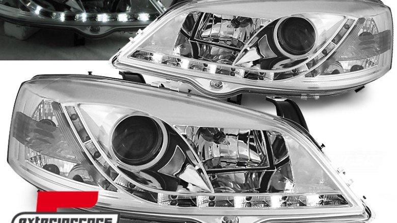 Prednja svjetla LED DayLight (chrome) / Opel Astra G (1997-2004), LPOP39