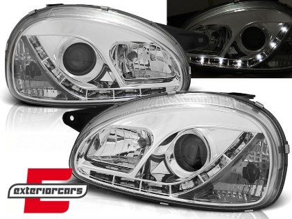 Prednja svjetla LED DayLight (chrome) / Opel Corsa B (1993-2000), LPOP55