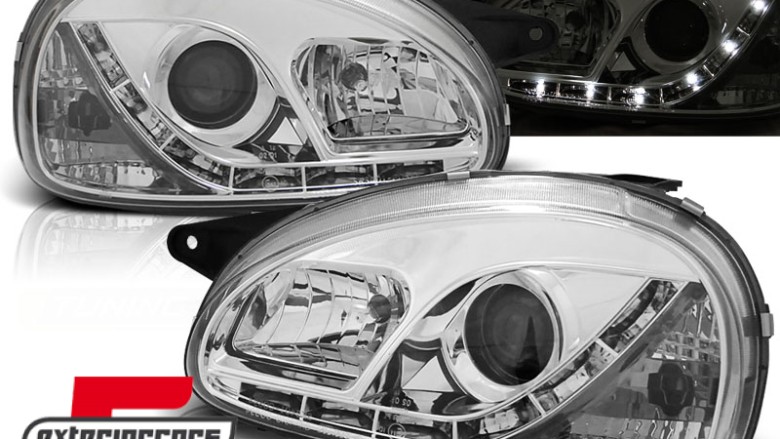 Prednja svjetla LED DayLight (chrome) / Opel Corsa B (1993-2000), LPOP55