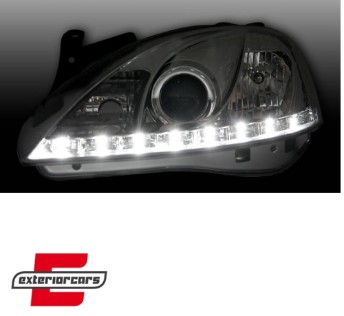 Prednja svjetla LED DayLight (chrome) / Opel Corsa C (2000-2006), LPOP43