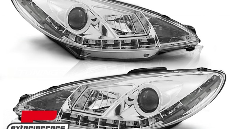 Prednja svjetla LED DayLight (chrome) / Peugeot 206 (1998-2002), LPPE18