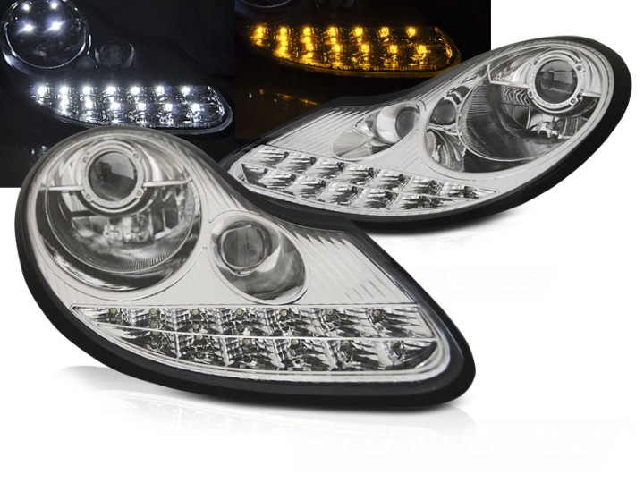 Prednja svjetla LED DayLight (chrome) /  PORSCHE BOXSTER  911 996 (1996-2004), LPPO01