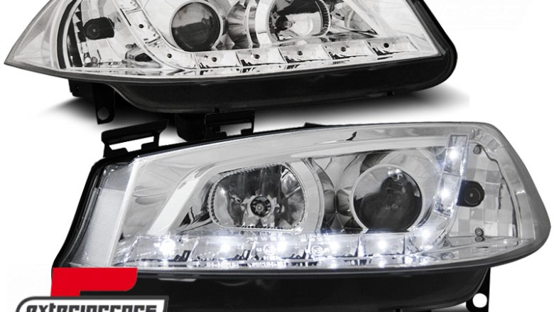Prednja svjetla LED DayLight (chrome) / RENAULT MEGANE 2 (2002-2005), LPRE15
