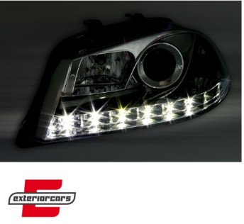 Prednja svjetla LED DayLight (chrome) / Seat Ibiza 6L (2002-2008), LPSE07