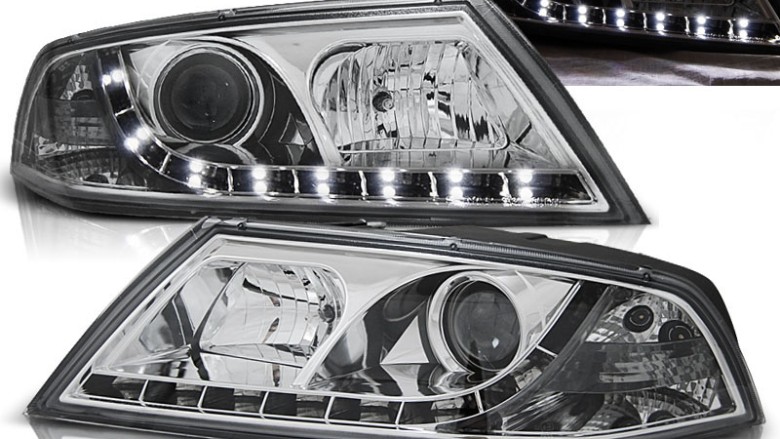 Prednja svjetla LED DayLight (chrome) / Škoda Octavia II (2004-2008), LPSK07