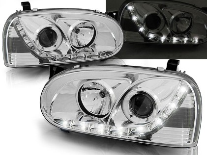 Prednja svjetla LED DayLight (chrome) / Volkswagen Golf 3 (09.1991-08.1997), LPVW94