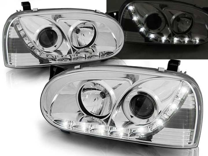 Prednja svjetla LED DayLight (chrome) / Volkswagen Golf 3 (09.1991-08.1997), LPVW94