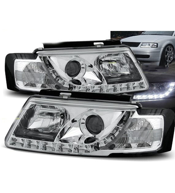 Prednja svjetla LED DayLight (chrome) / Volkswagen Passat B5 3B (11.1996-08.2000), LPVW73