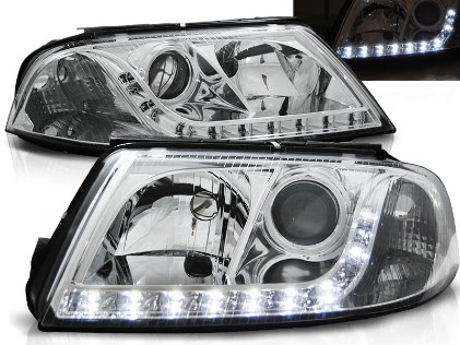 Prednja svjetla LED DayLight (chrome) / Volkswagen Passat B5 3BG (09.2000-03.2005), LPVW55