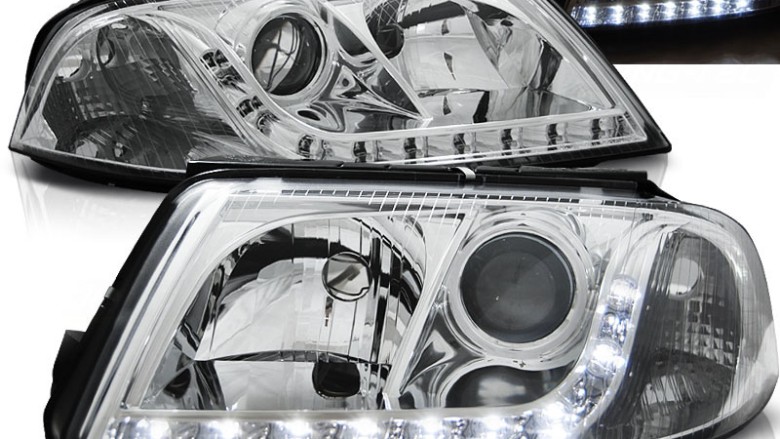 Prednja svjetla LED DayLight (chrome) / Volkswagen Passat B5 3BG (09.2000-03.2005), LPVW55