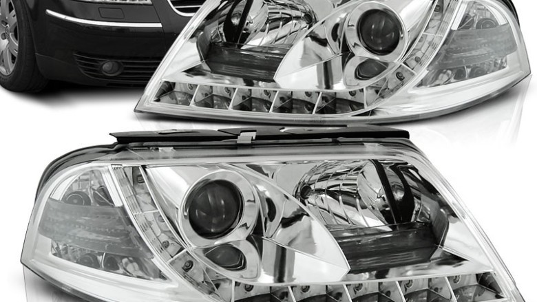 Prednja svjetla LED DayLight (chrome) / Volkswagen Passat B5 3BG (09.2000-03.2005), LPVW81