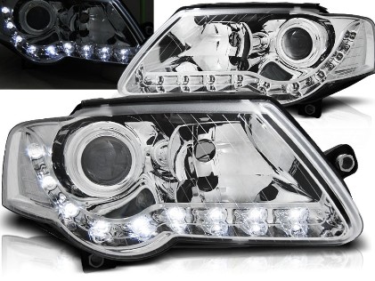 Prednja svjetla LED DayLight (chrome) / Volkswagen Passat B6 3C (03.2005-2010), LPVWE0