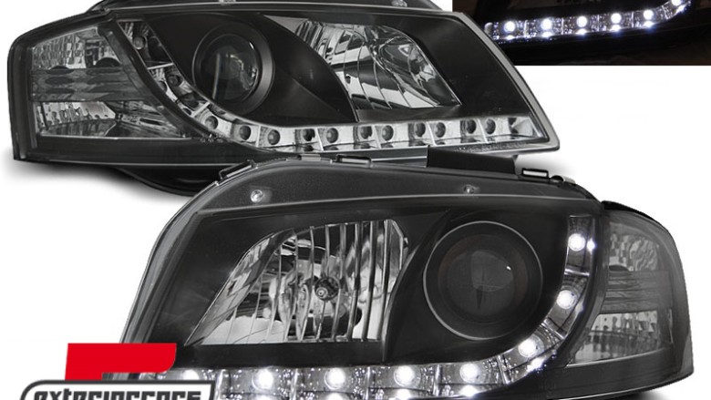 Prednja svjetla LED DayLight (crna) / Audi A3 8P 8PA (2003-2008), LPAU44