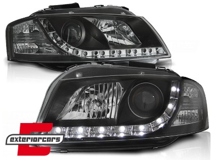 Prednja svjetla LED DayLight (crna) / Audi A3 8P 8PA (2003-2008), LPAU44