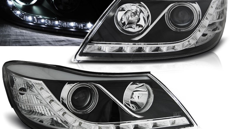 Prednja svjetla LED DayLight (crna) - facelift / Škoda Octavia II facelift (2009-2012), LPSK21