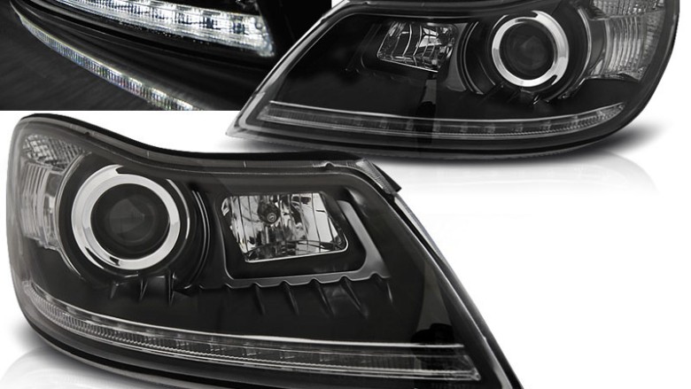 Prednja svjetla LED DayLight (crna) - facelift / Škoda Octavia II facelift (2009-2012), LPSK23