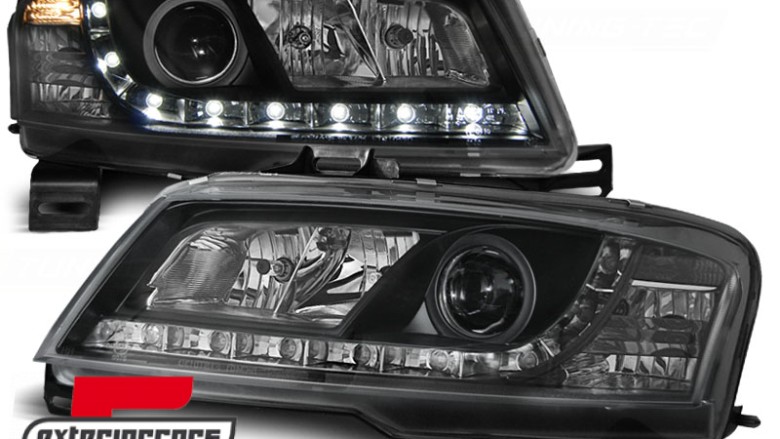 Prednja svjetla LED DayLight (crna) / Fiat Stilo 3p (2001-2008), LPFI12