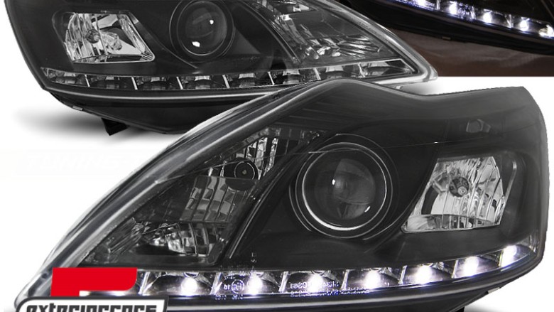 Prednja svjetla LED DayLight (crna) / Ford Focus (02.2008-2010), LPFO38