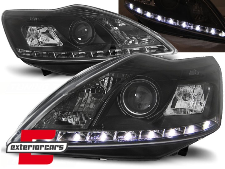 Prednja svjetla LED DayLight (crna) / Ford Focus (02.2008-2010), LPFO38