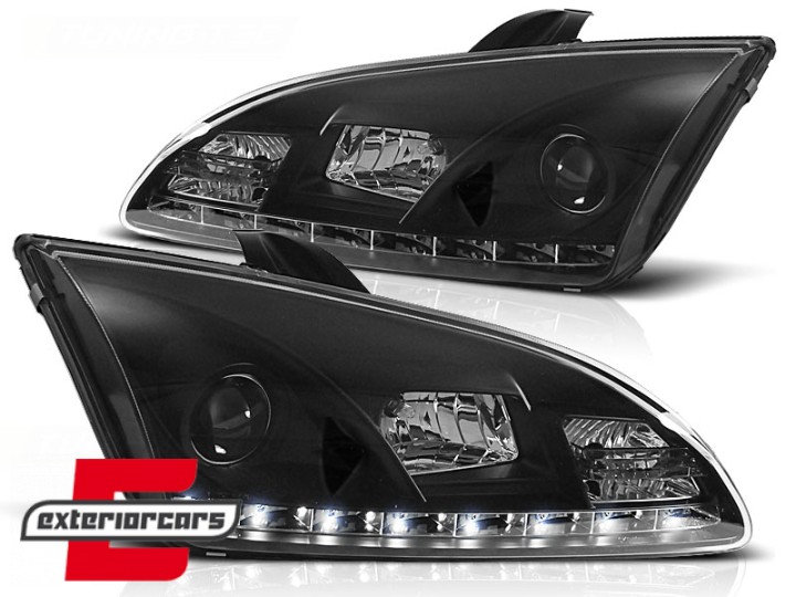 Prednja svjetla LED DayLight (crna) / Ford Focus II (2004-01.2008), LPFO21
