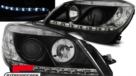 Prednja svjetla LED DayLight (crna) / Mercedes C klasa W204 S204 limuzina karavan (2007-2010), LPME95