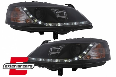Prednja svjetla LED DayLight (crna) / Opel Astra G (1997-2004), LPOP40
