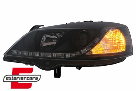 Prednja svjetla LED DayLight (crna) / Opel Astra G (1997-2004), LPOP40