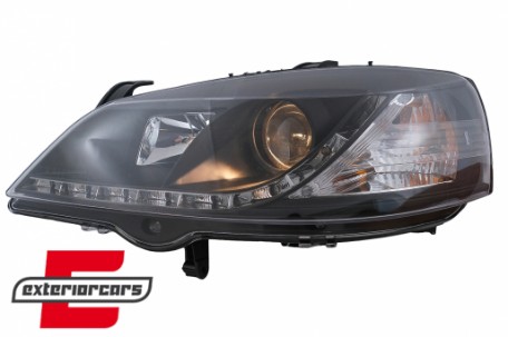 Prednja svjetla LED DayLight (crna) / Opel Astra G (1997-2004), LPOP40