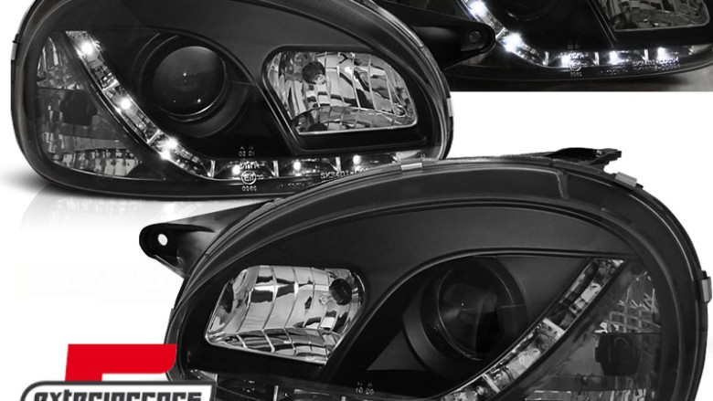 Prednja svjetla LED DayLight (crna) / Opel Corsa B (1993-2000), LPOP56