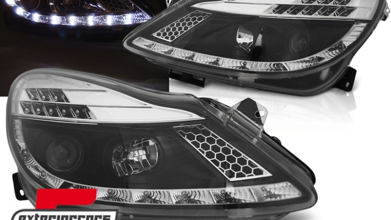 Prednja svjetla LED DayLight (crna) / Opel Corsa D (2006-2011), LPOPA3
