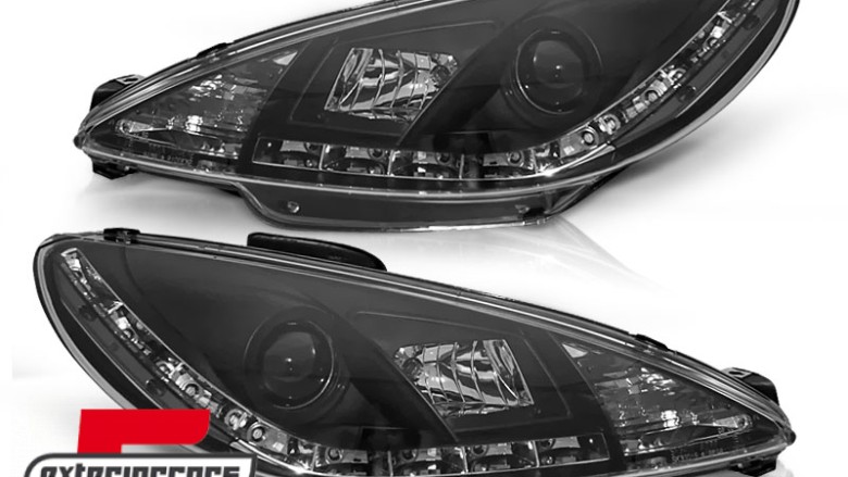 Prednja svjetla LED DayLight (crna) / Peugeot 206 (1998-2002), LPPE19