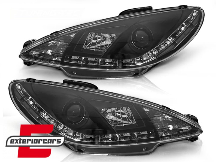 Prednja svjetla LED DayLight (crna) / Peugeot 206 (1998-2002), LPPE19