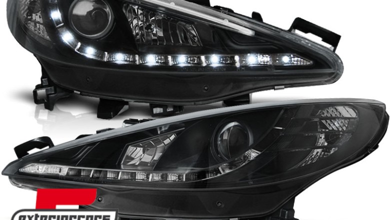 Prednja svjetla LED DayLight (crna) / Peugeot 207 (2006-2015), LPPE23