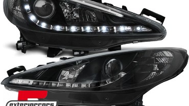 Prednja svjetla LED DayLight (crna) / Peugeot 207 (2006-2015), LPPE33