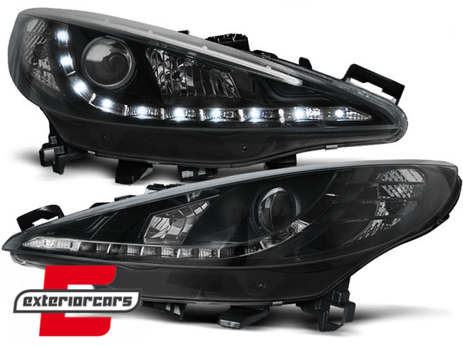 Prednja svjetla LED DayLight (crna) / Peugeot 207 (2006-2015), LPPE33