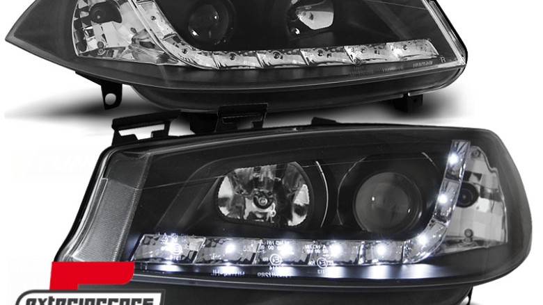 Prednja svjetla LED DayLight (crna) / RENAULT MEGANE 2 (2002-2005), LPRE16